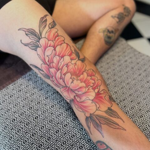 Peony Tattoo Legtattoo Bigtattoo Colortattoo